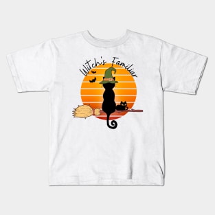 Witchy Black Cat Familiar Kids T-Shirt